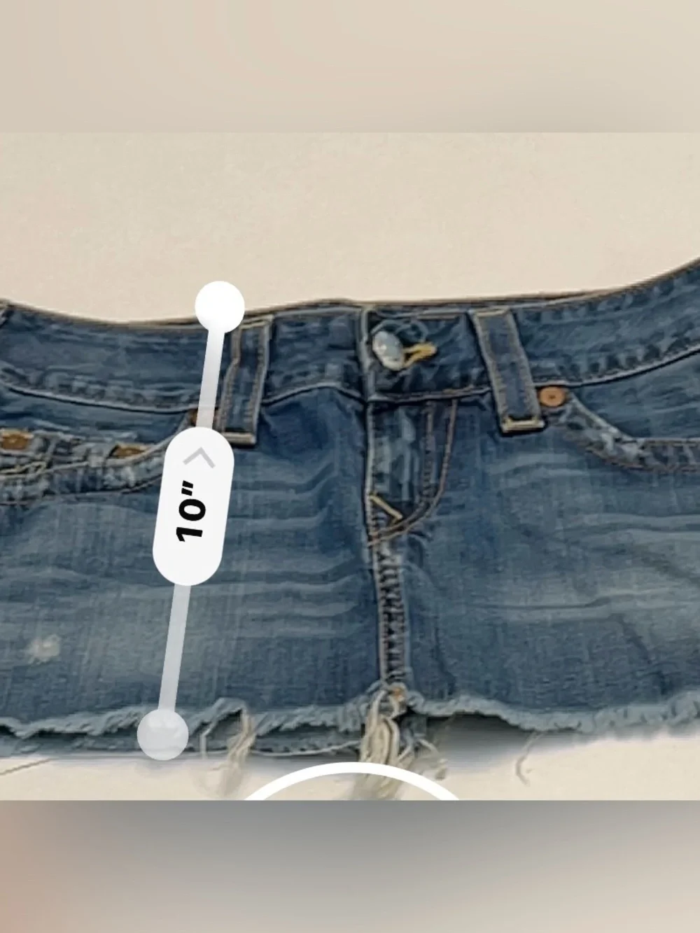 TRUE RELIGION Y2K MICRO MINI 10” MANDY MADE IN USA VTG FRAYED RAW HEM LOW RISE